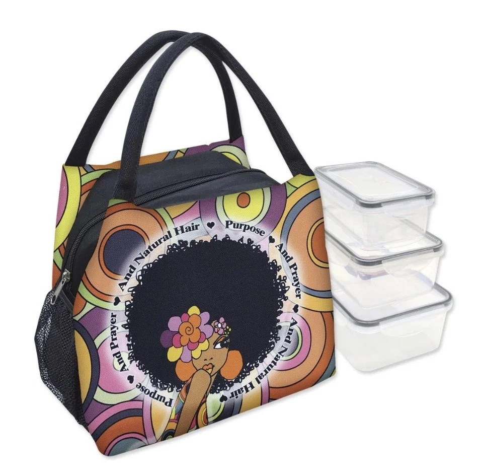 Purpose Prayer And Natural Hair  Lunch Bag Set with Box Containers