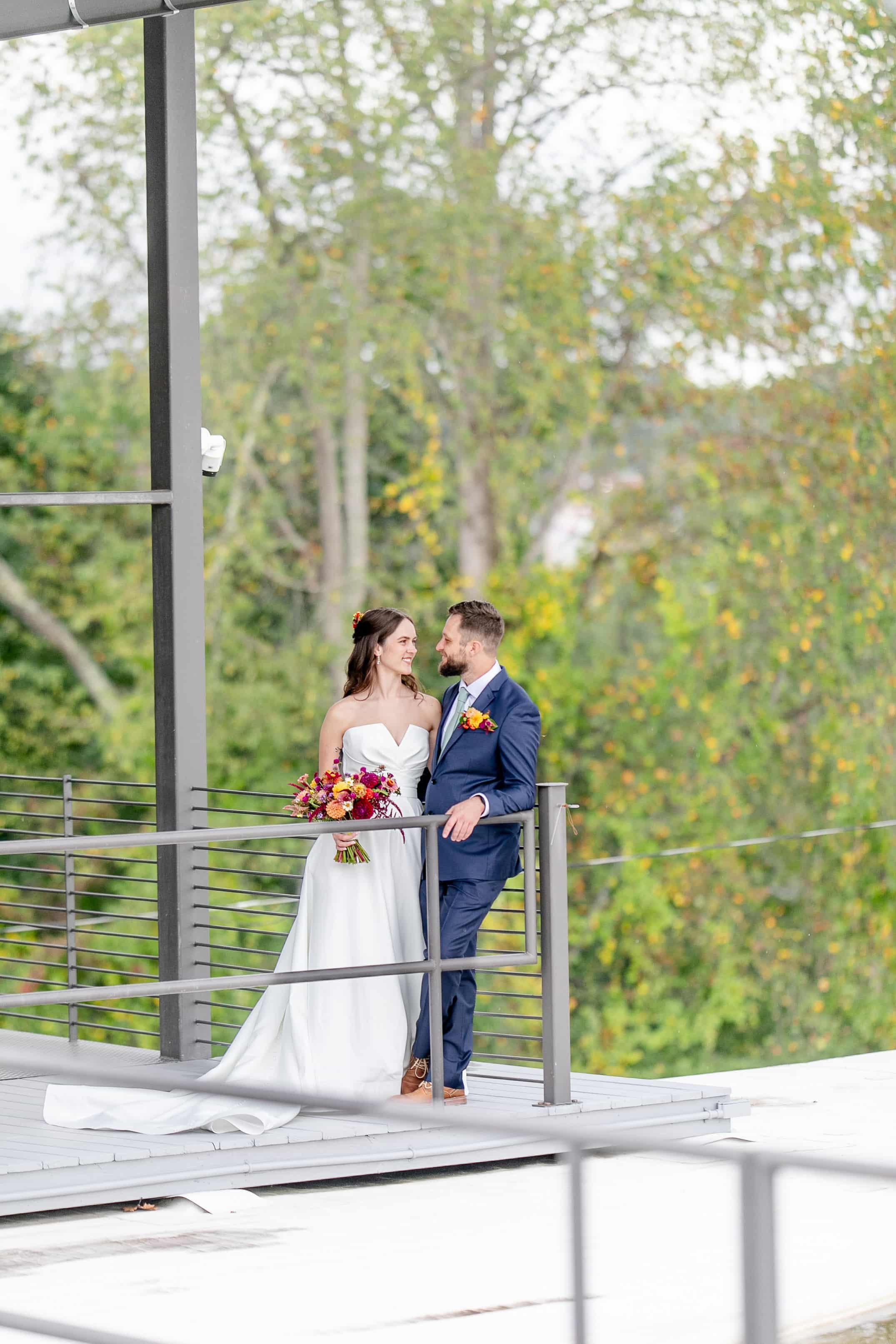 bride and groom first look photos