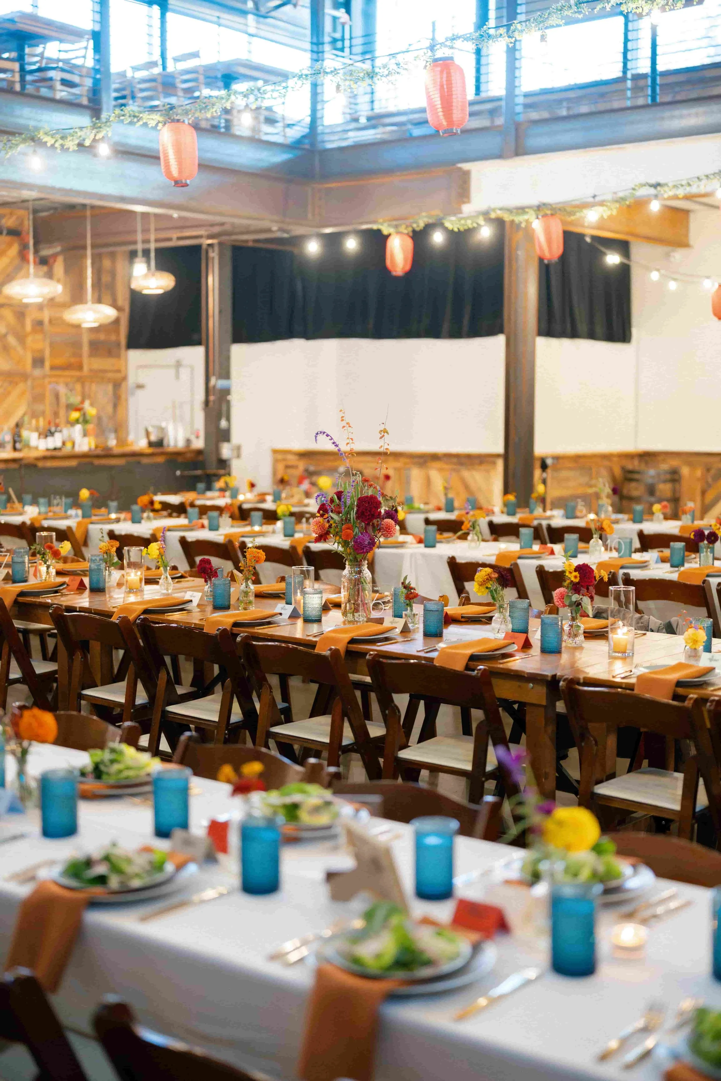reception setup with fall colors 