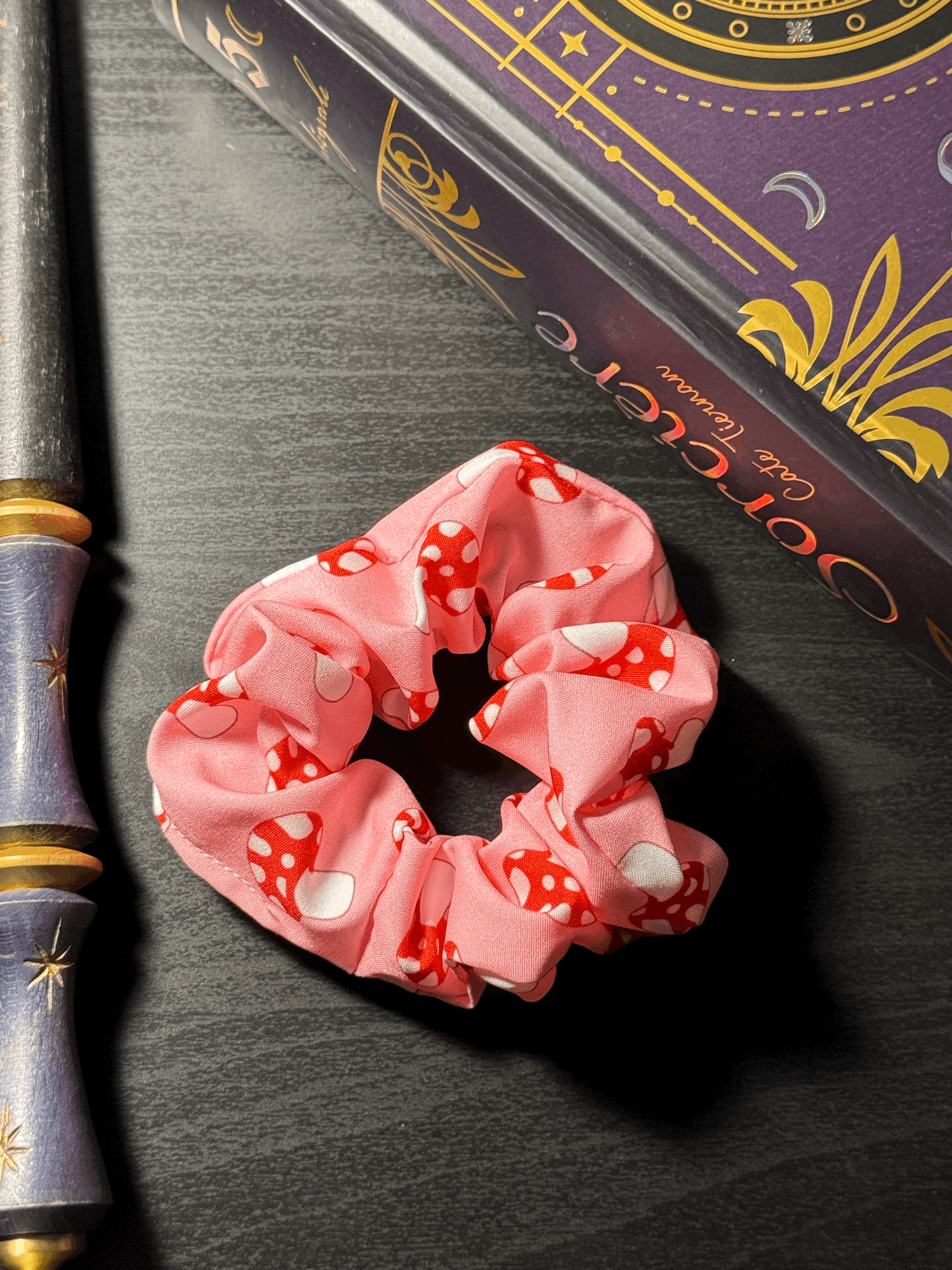 Scrunchie - Champignons à pois - Rose