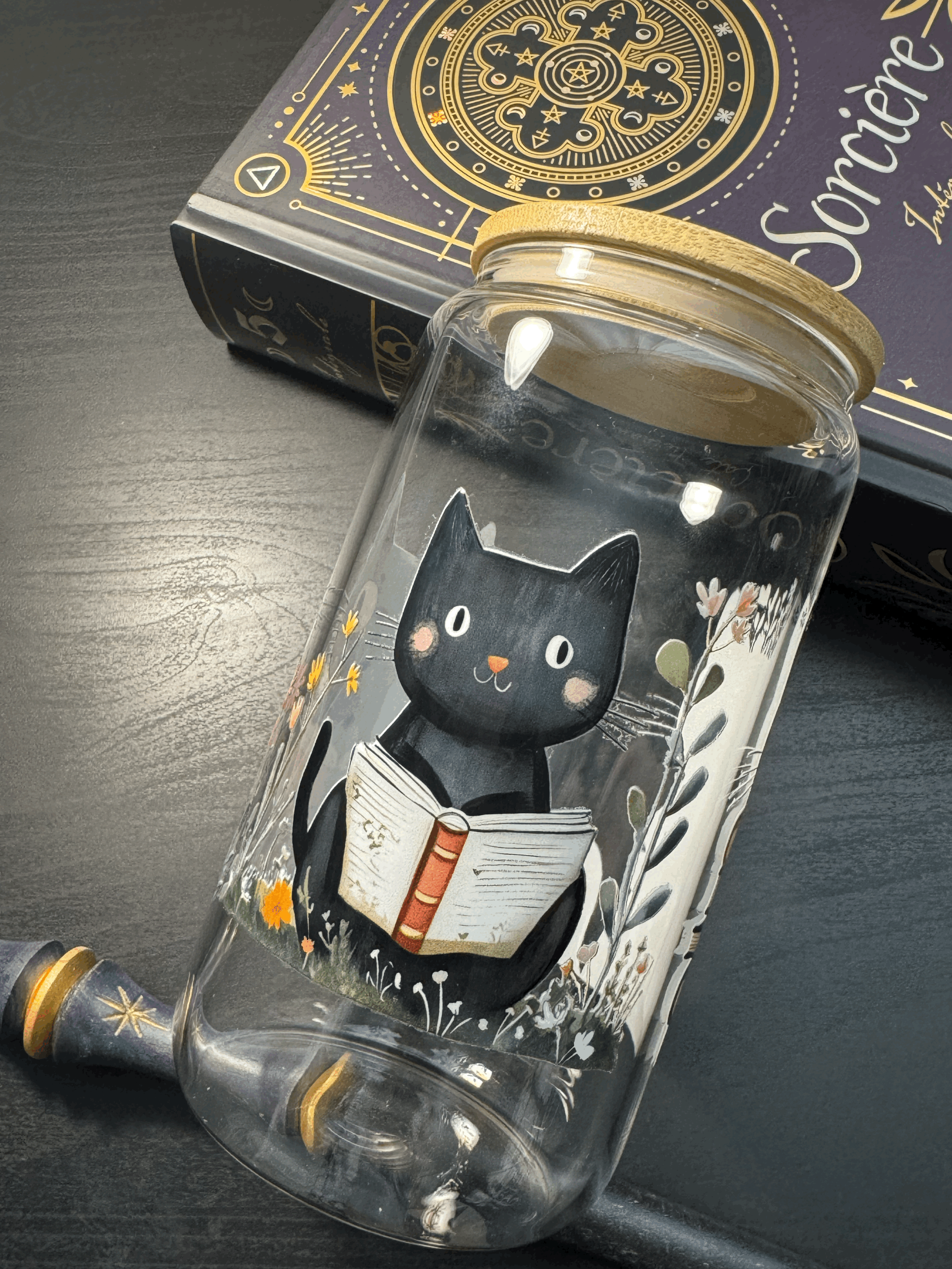 Tasse et paille en verre avec couvercle - Modèle TVC006