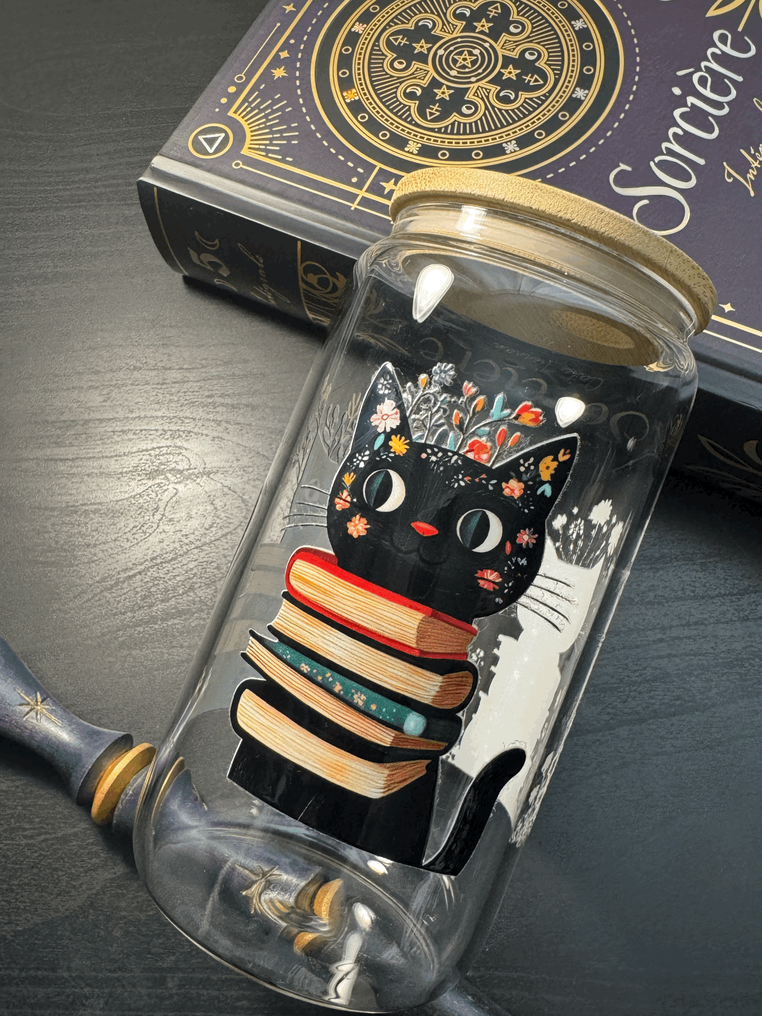 Tasse et paille en verre avec couvercle - Modèle TVC005