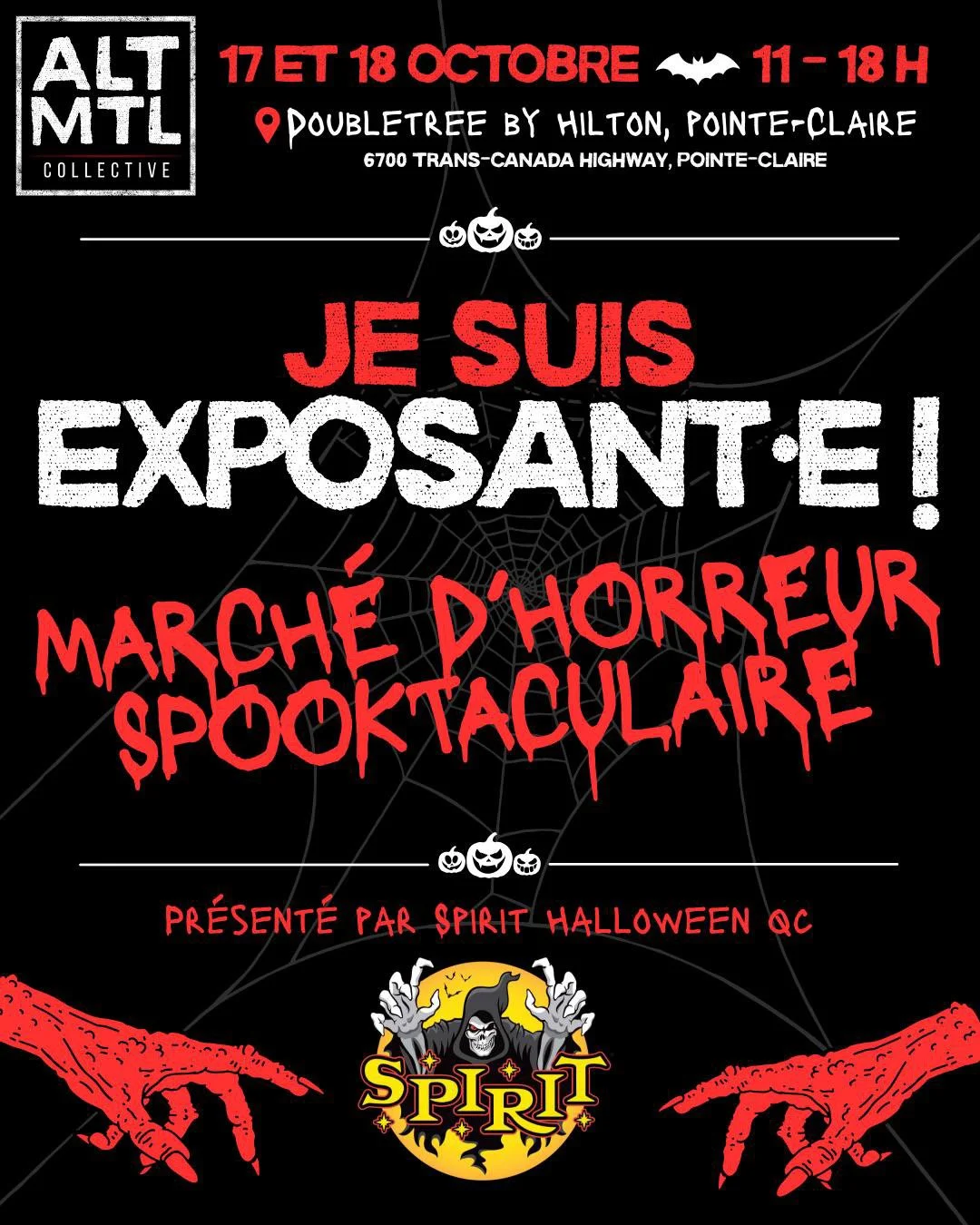 Spooktacular – Marché Alt & Horreur de Montréal 🎃 Préparez-vous pour un week-end rempli d'Halloween, d'horreur et de culture alternative! ALT MTL Collectif vous invite à la toute première édition de Spooktacular, un marché immersif réunissant des ar