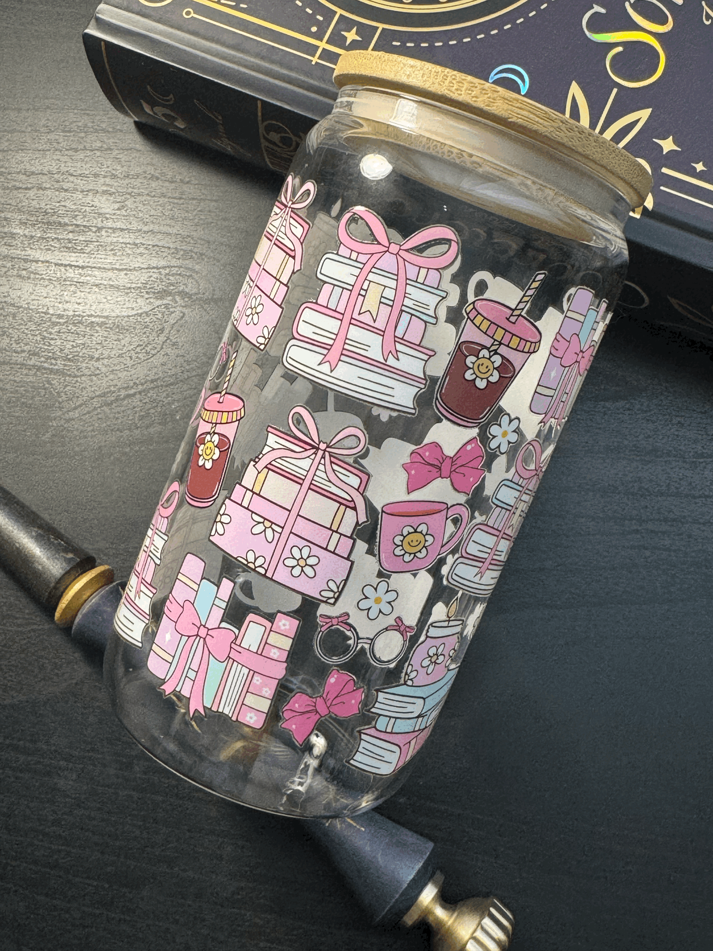 Tasse et paille en verre avec couvercle - Modèle TVC001