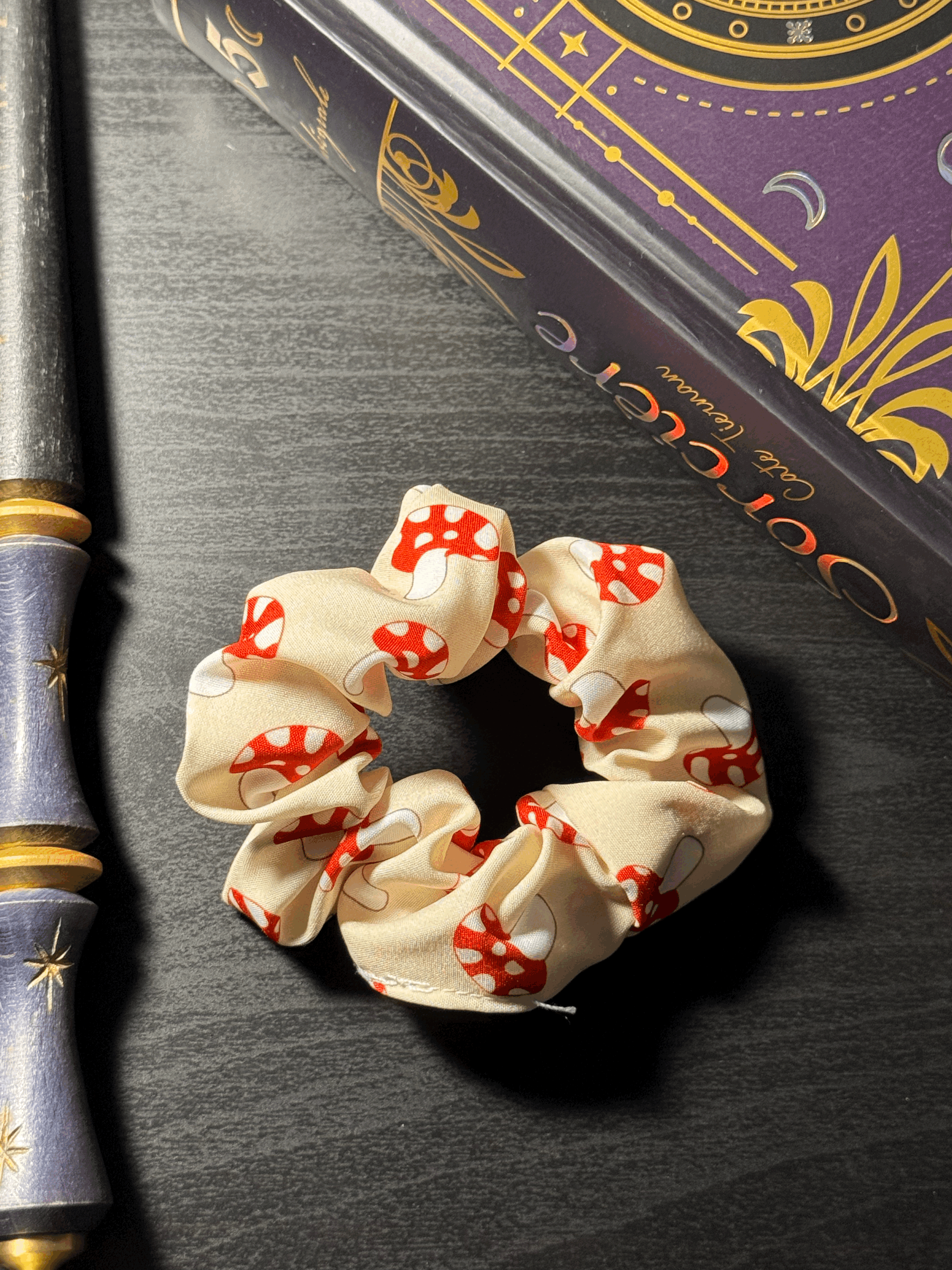 Scrunchie - Champignons à pois - Beige