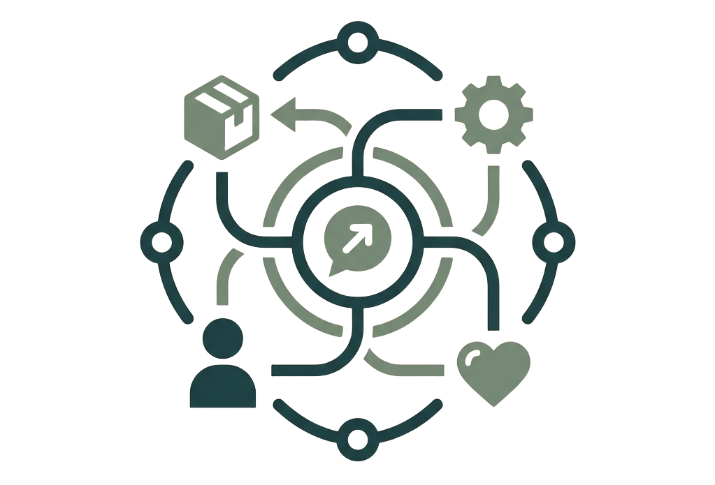 Diagram representing human-centered operating models and scalable growth.