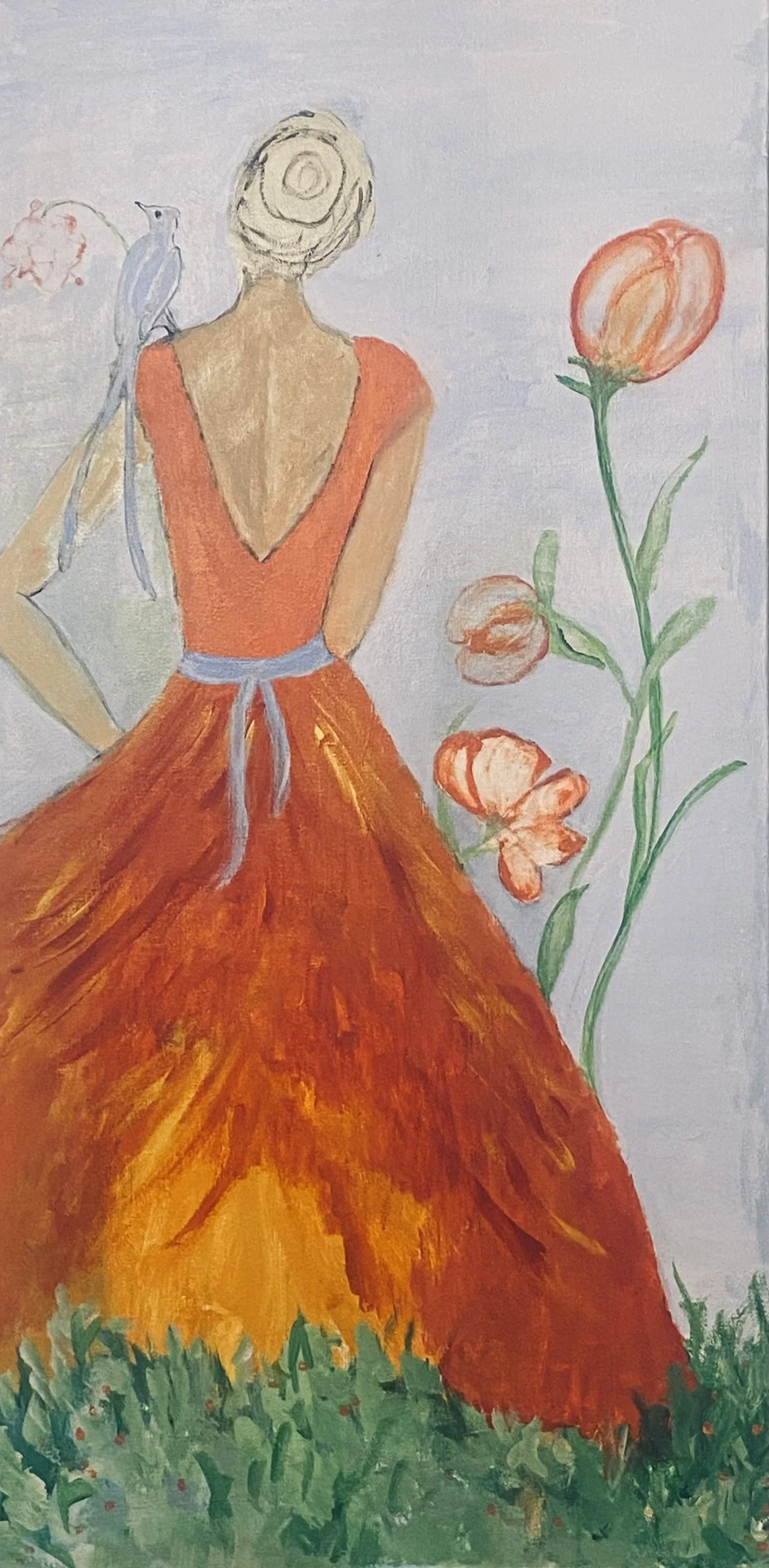  Lady and the Bird  
Acrylic, 48 X 24"