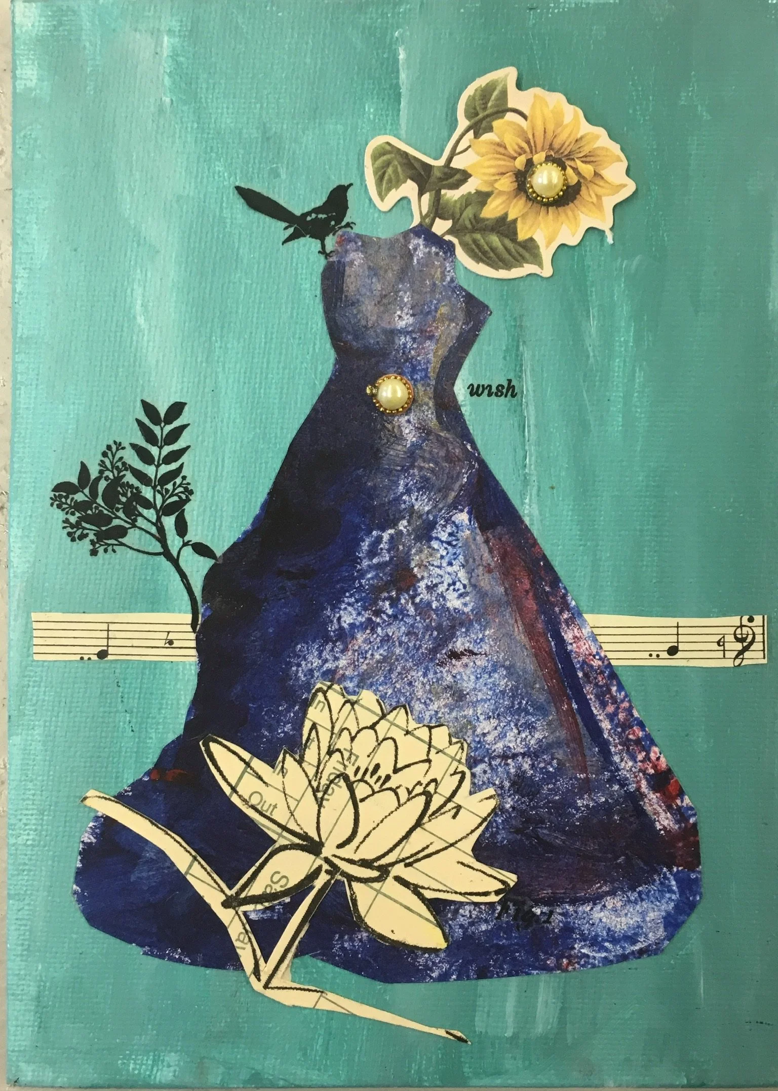  Spring  
Pre-printed papers, hand-printed papers and acrylic paint
