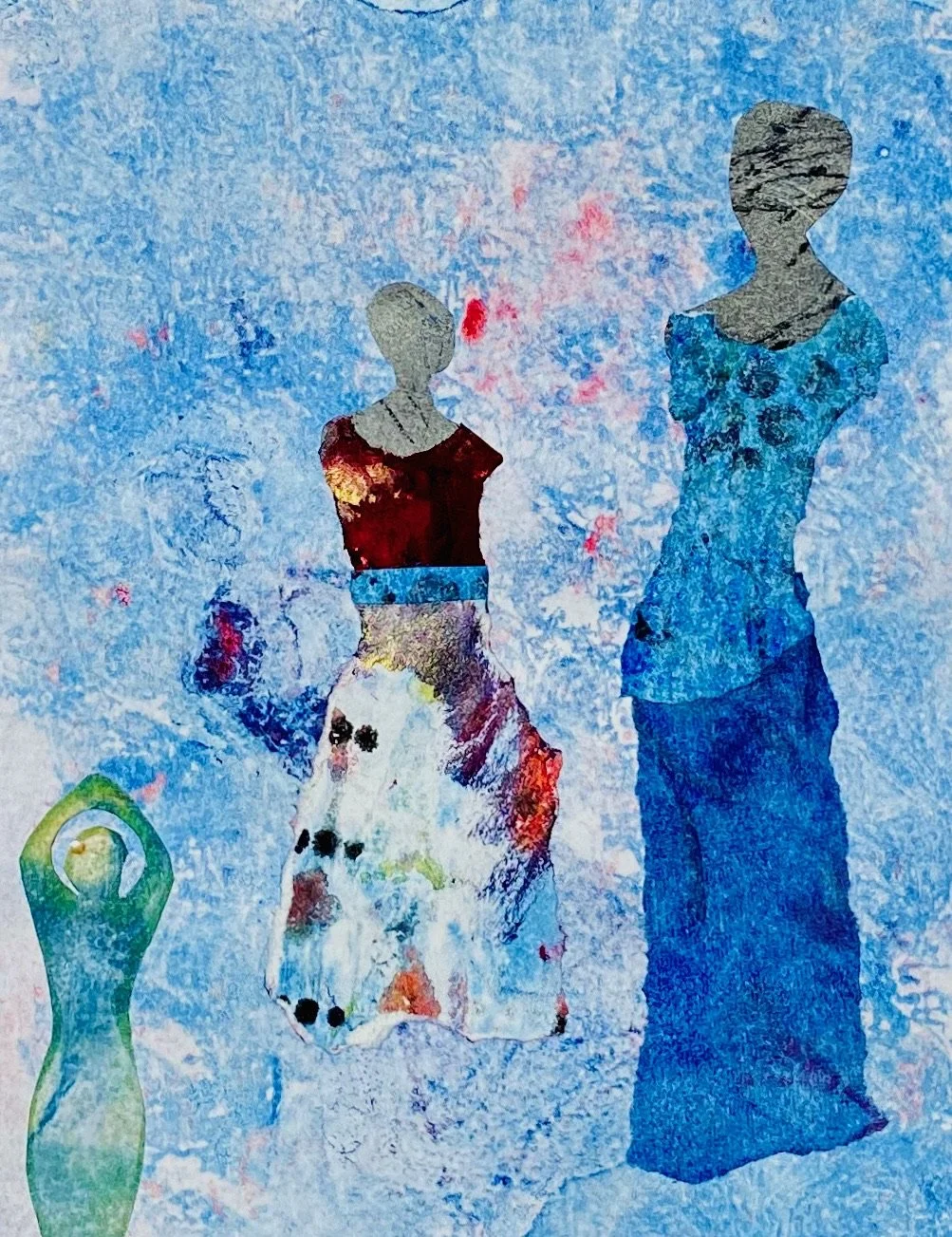  Women  
Geli print paper and acrylic paint.