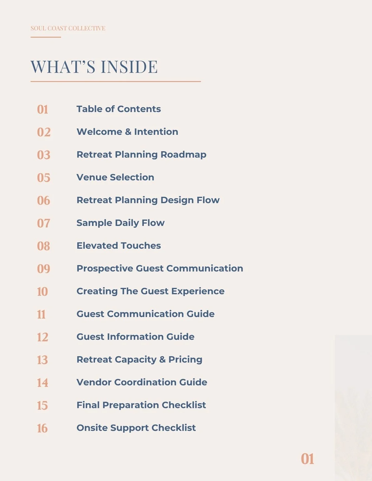 Retreat Planning Guide table of contents