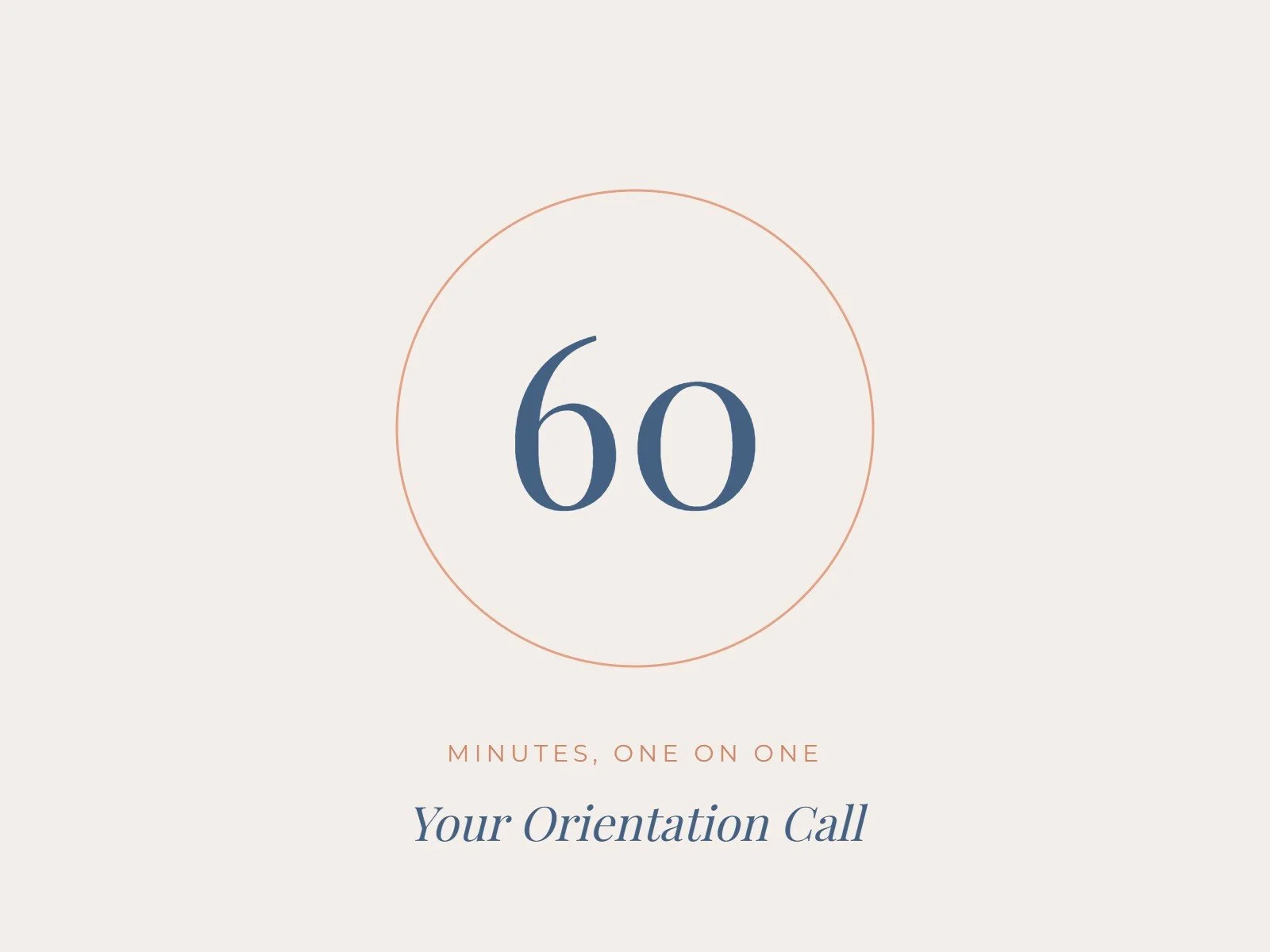 Sixty minute 1:1 Orientation Call
