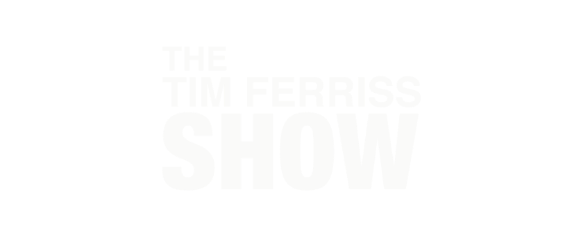 Logo for The Tim Ferriss Show featuring bold white text on a black background.