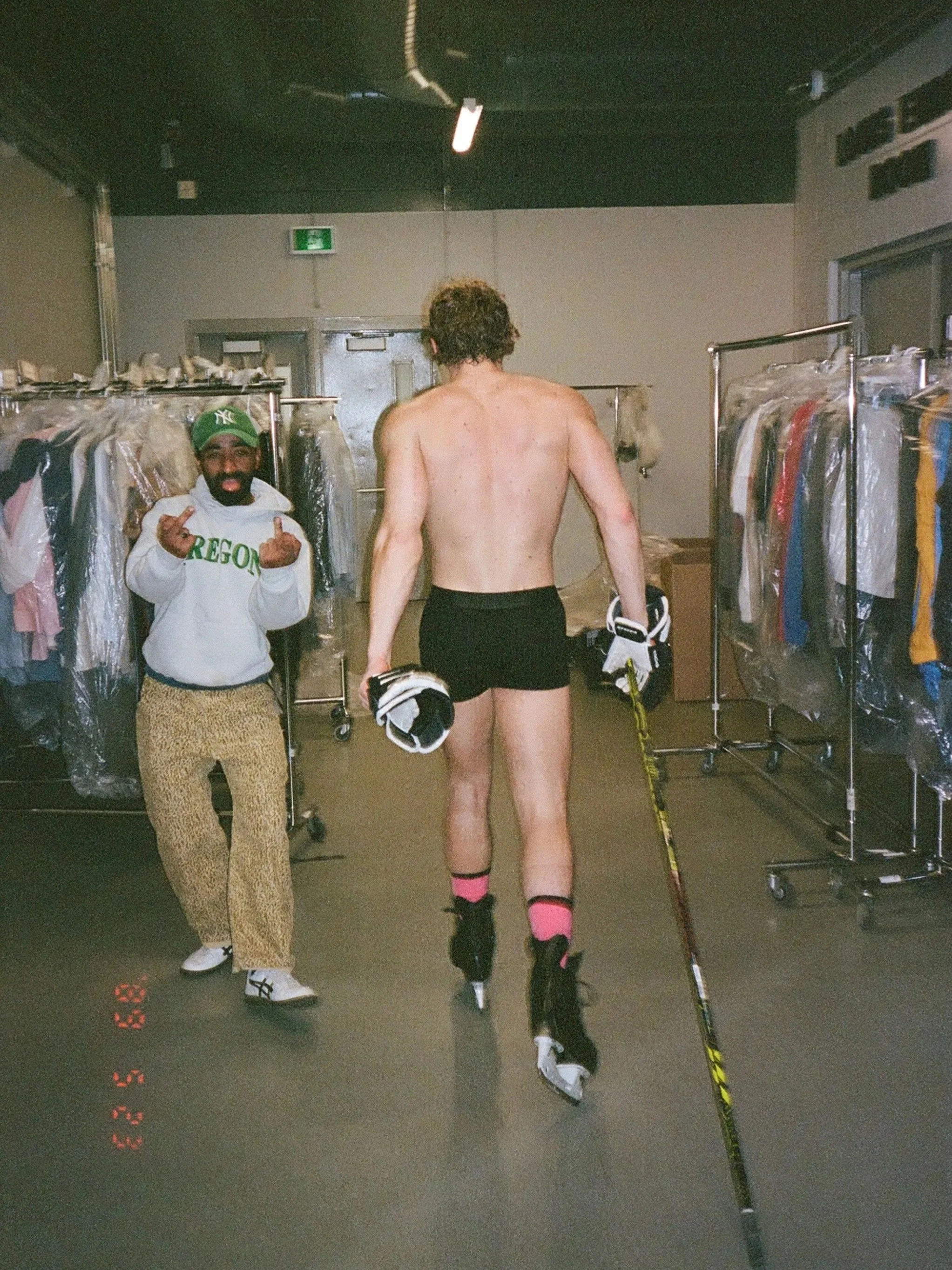 Heated Rivalry behind the scenes photo.