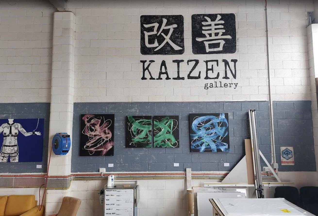 Custom gallery rail hanging system for artwork, professionally installed in a Geebung workspace.