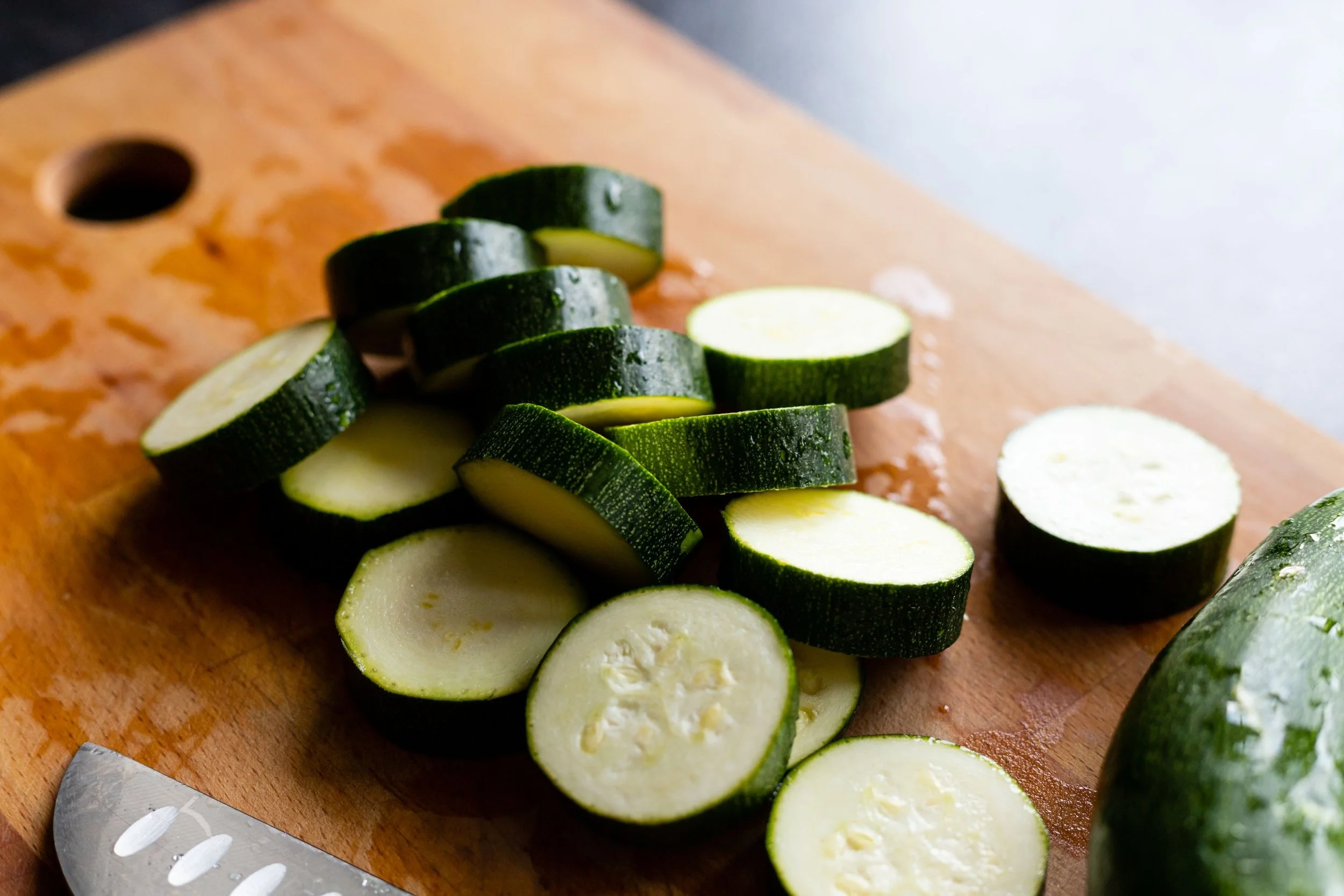 Fresh zucchini, a moist vata pacifying vegetable for Ayurvedic fall soups