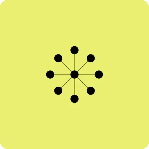 Black geometric icon that sympolises growing social media attention on yellow background