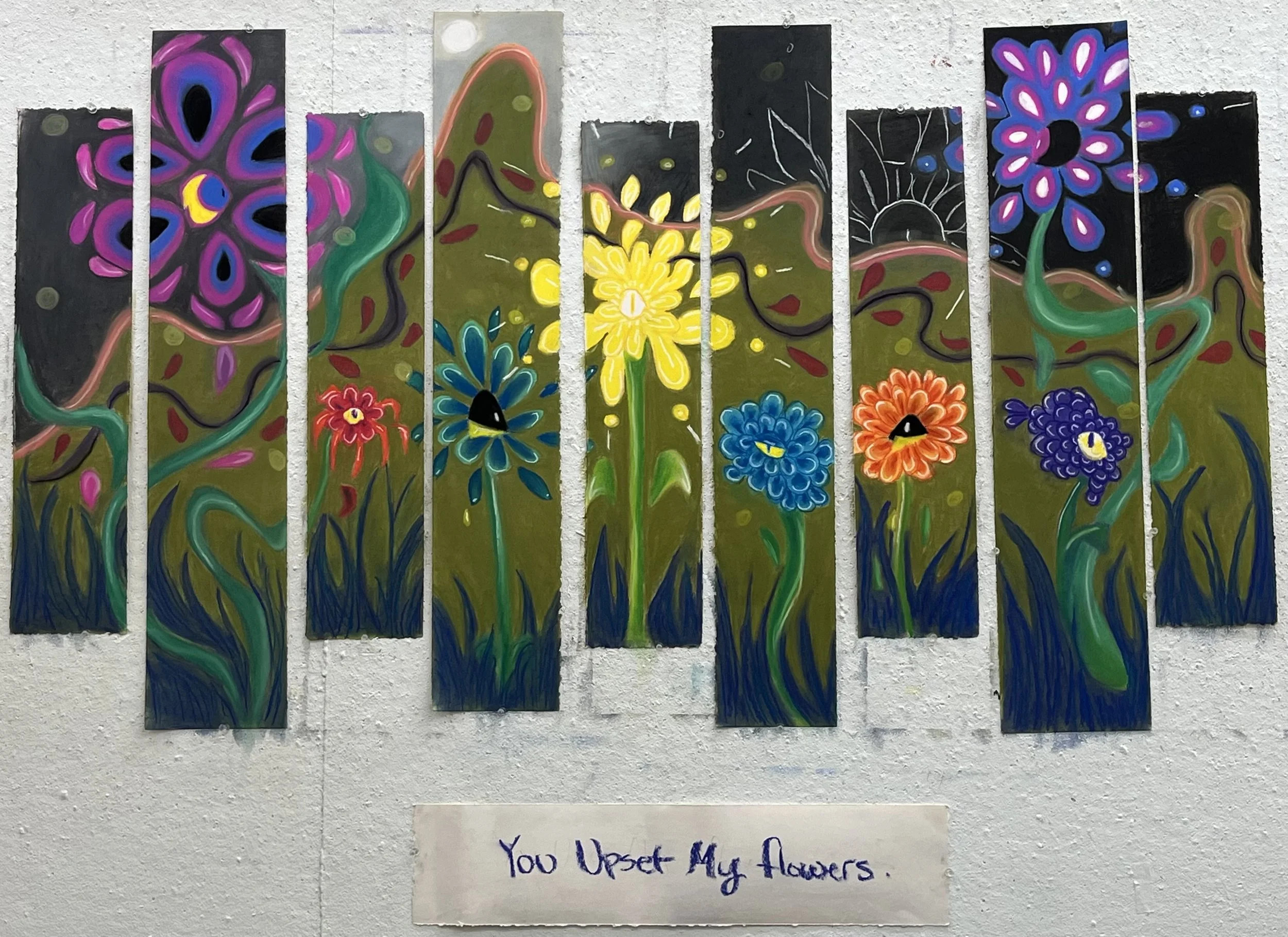 You Upset My Flowers, Pastel on Cotton paper