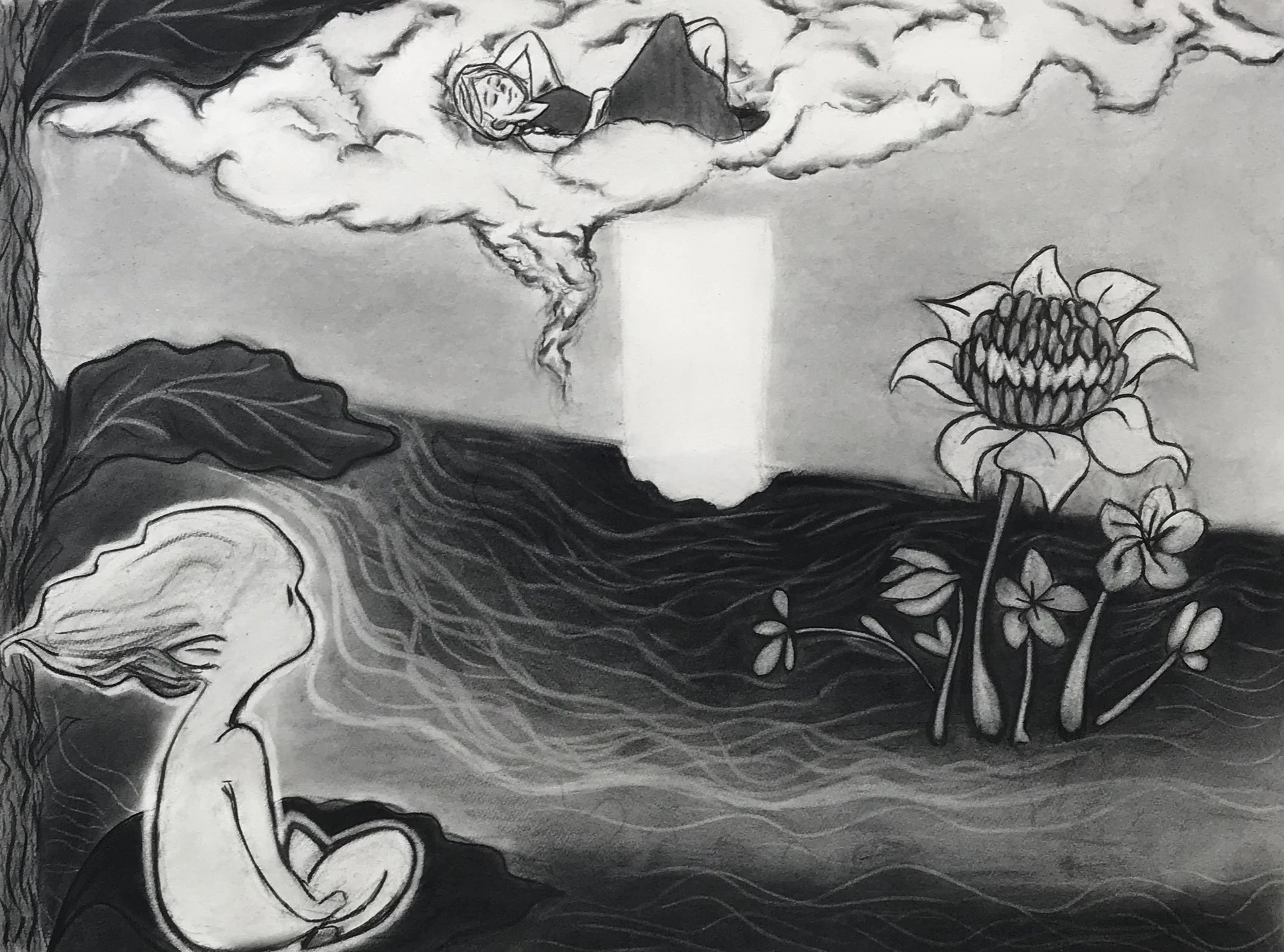 Liminal Charcoal, Charcoal on Cotton Paper, 22x30 in