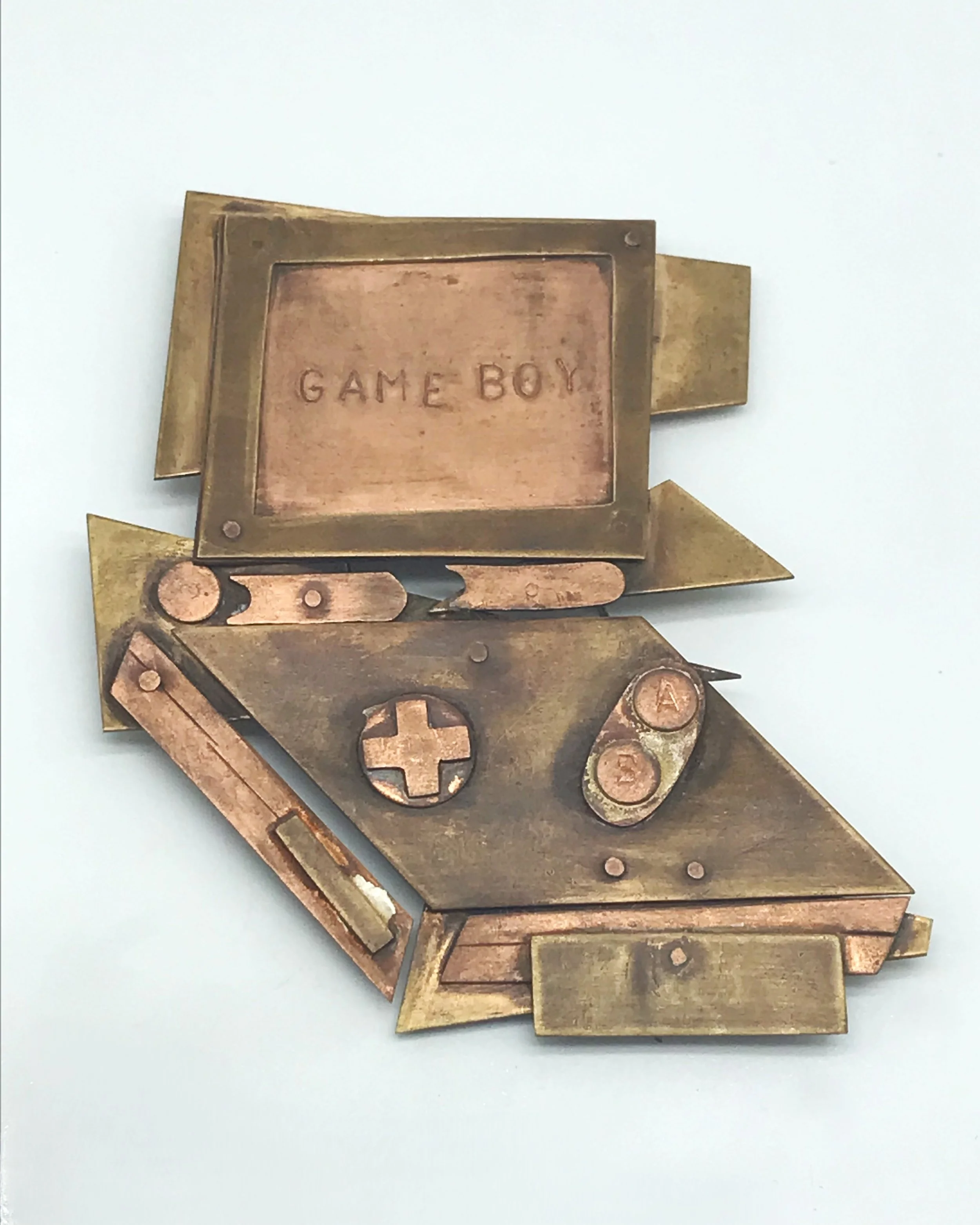 Gameboy, Copper and Brass, about 4x4 in