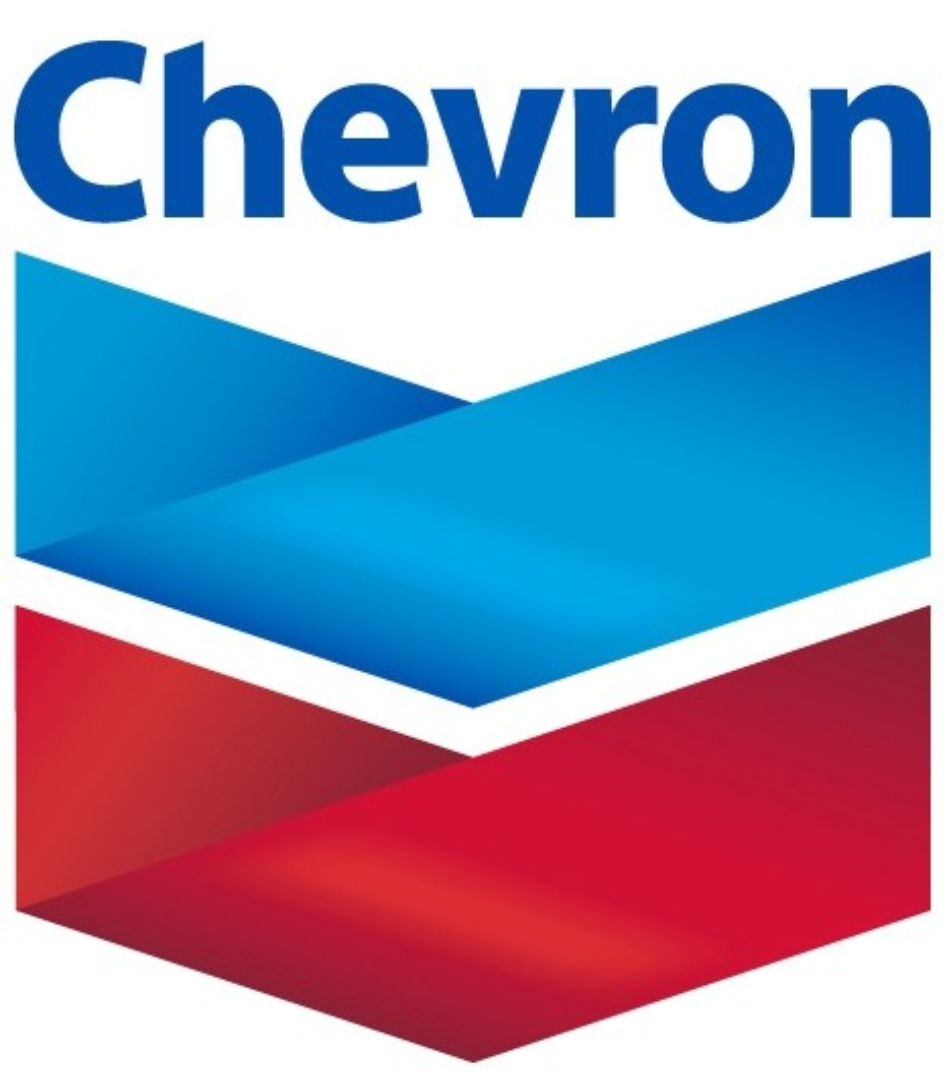 Chevron logo with the word 'Chevron' in blue text above a geometric design of overlapping red and blue chevron shapes.