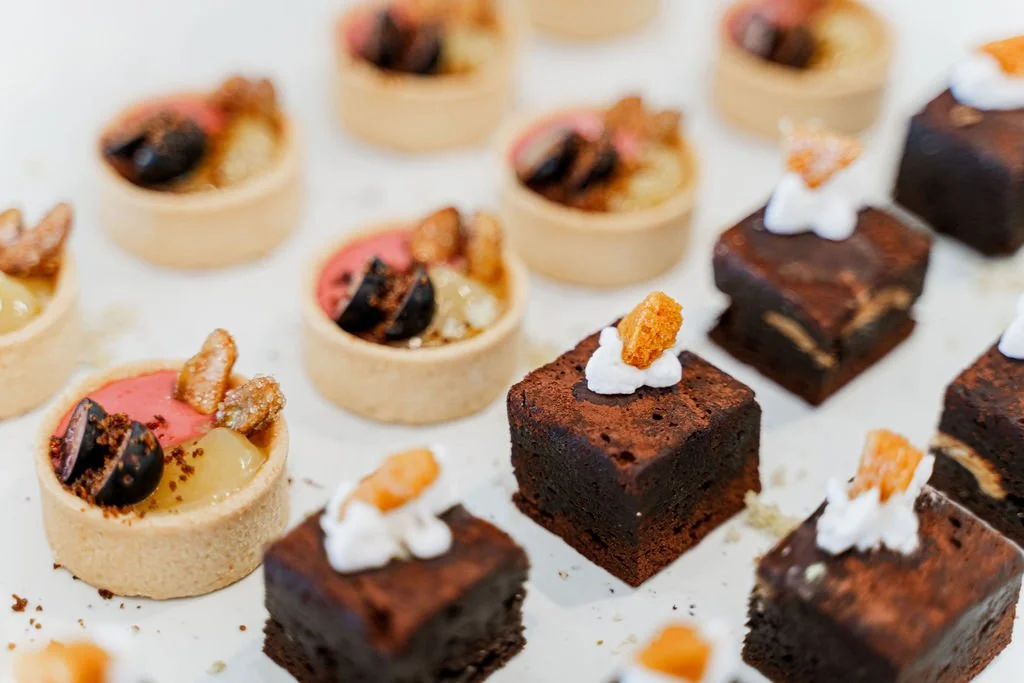 DESSERT CANAPES CHOCOLATE BROWNIE LEMON CURD TARTLET
