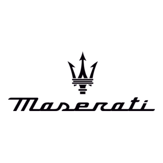 Black Maserati logo with the word 'Maserati' beneath it.