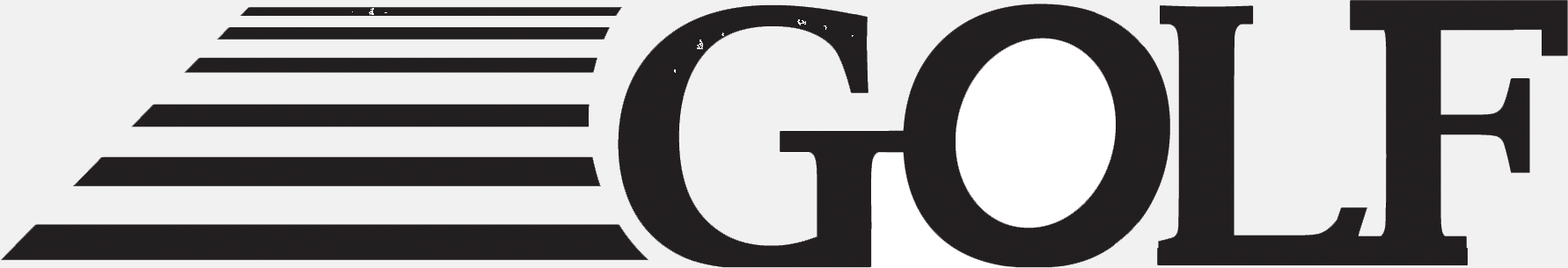 The image shows a logo with the word "GOLF" next to stylized parallel lines resembling a golf course or a ranked ladder.