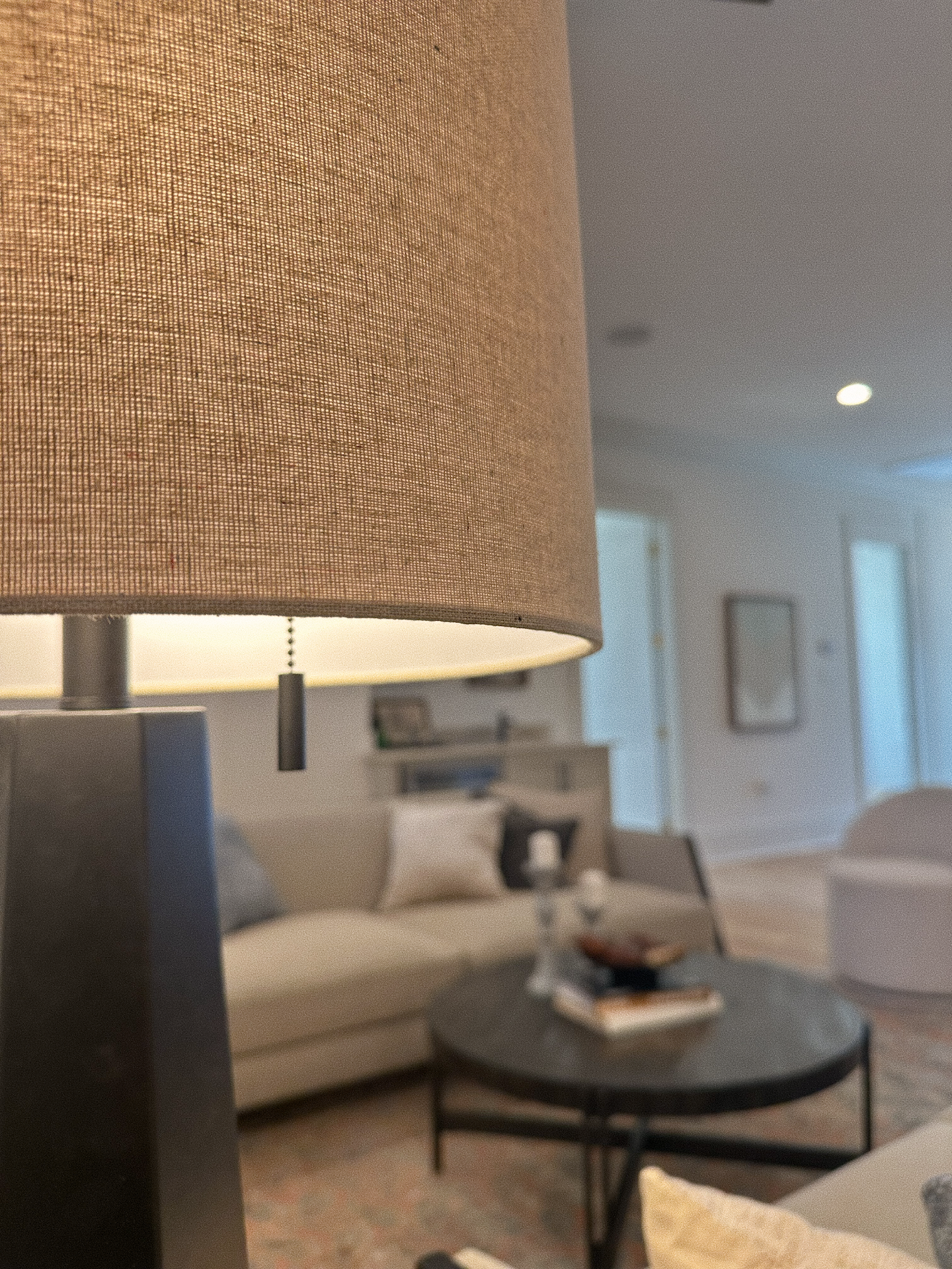 Linen lampshade and soft light