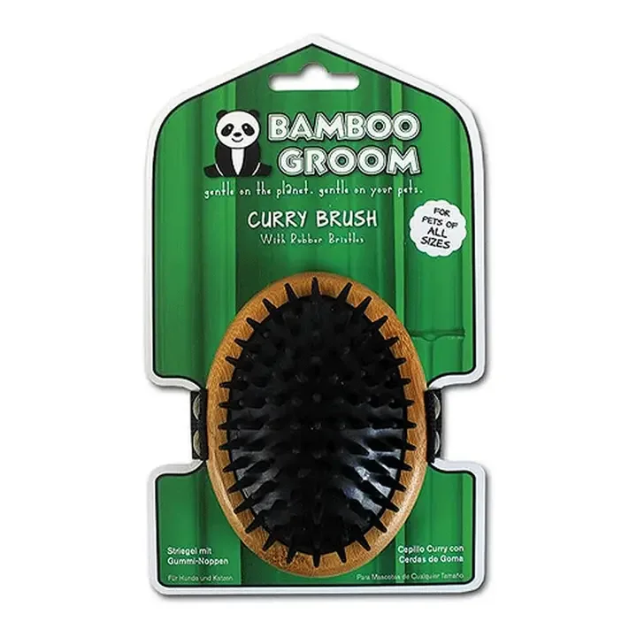 Alcott Bamboo Groom Curry Brush W/Rubber Bristles