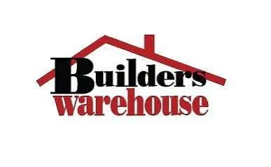 Logo for Builders Warehouse featuring a black and red house roof graphic above the words 'Builders Warehouse' in black and red text.