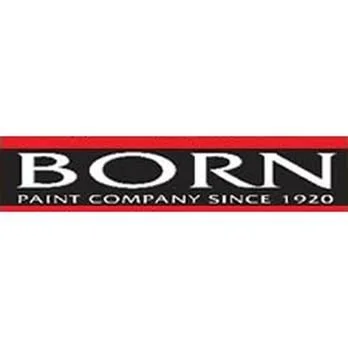 Logo for BORN paint company established in 1920, with black, red, and white colors.