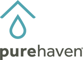 PureHaven logo featuring a blue droplet above the brand name