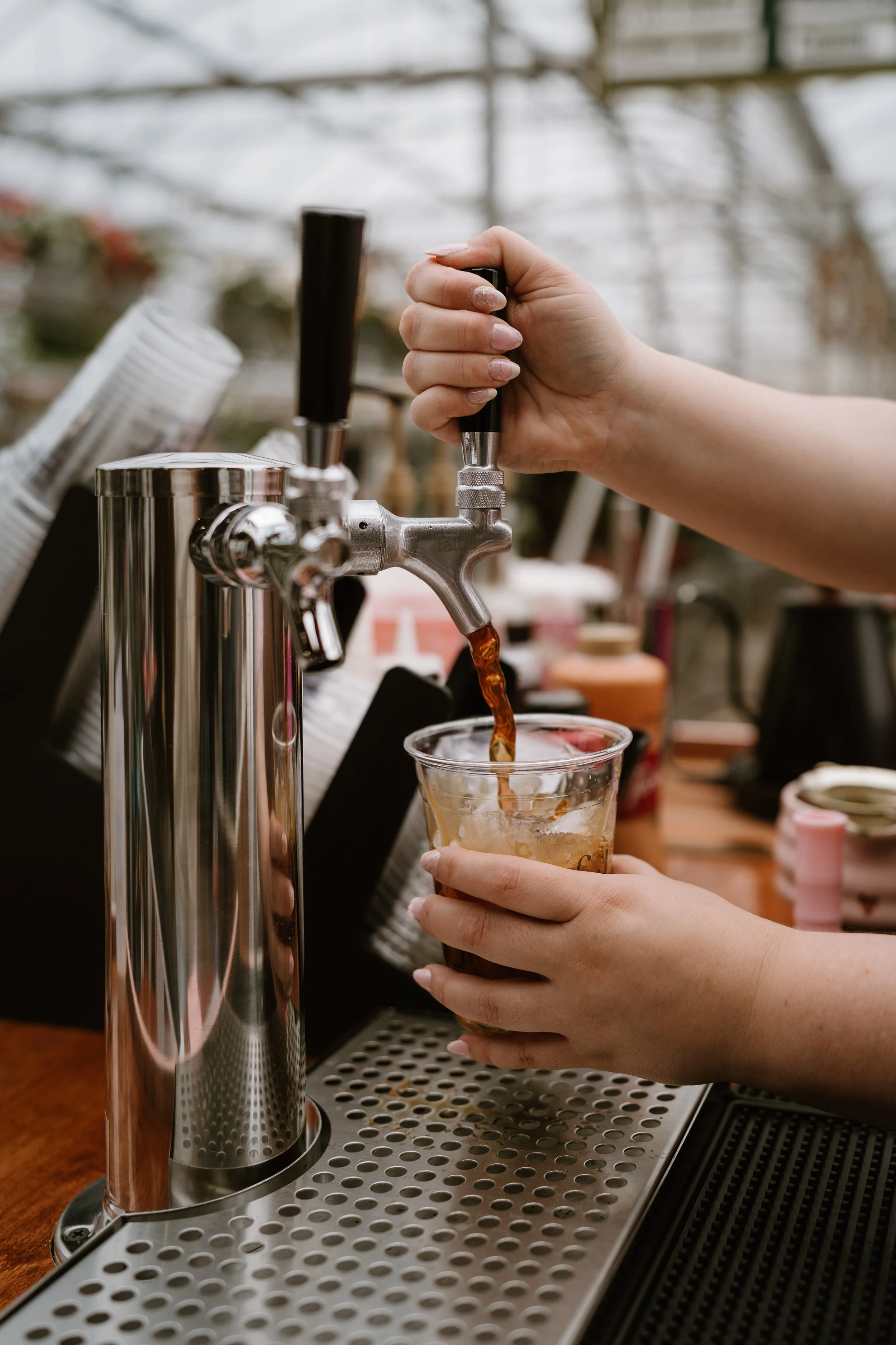 pouring iced coffee from tap lancaster county pa