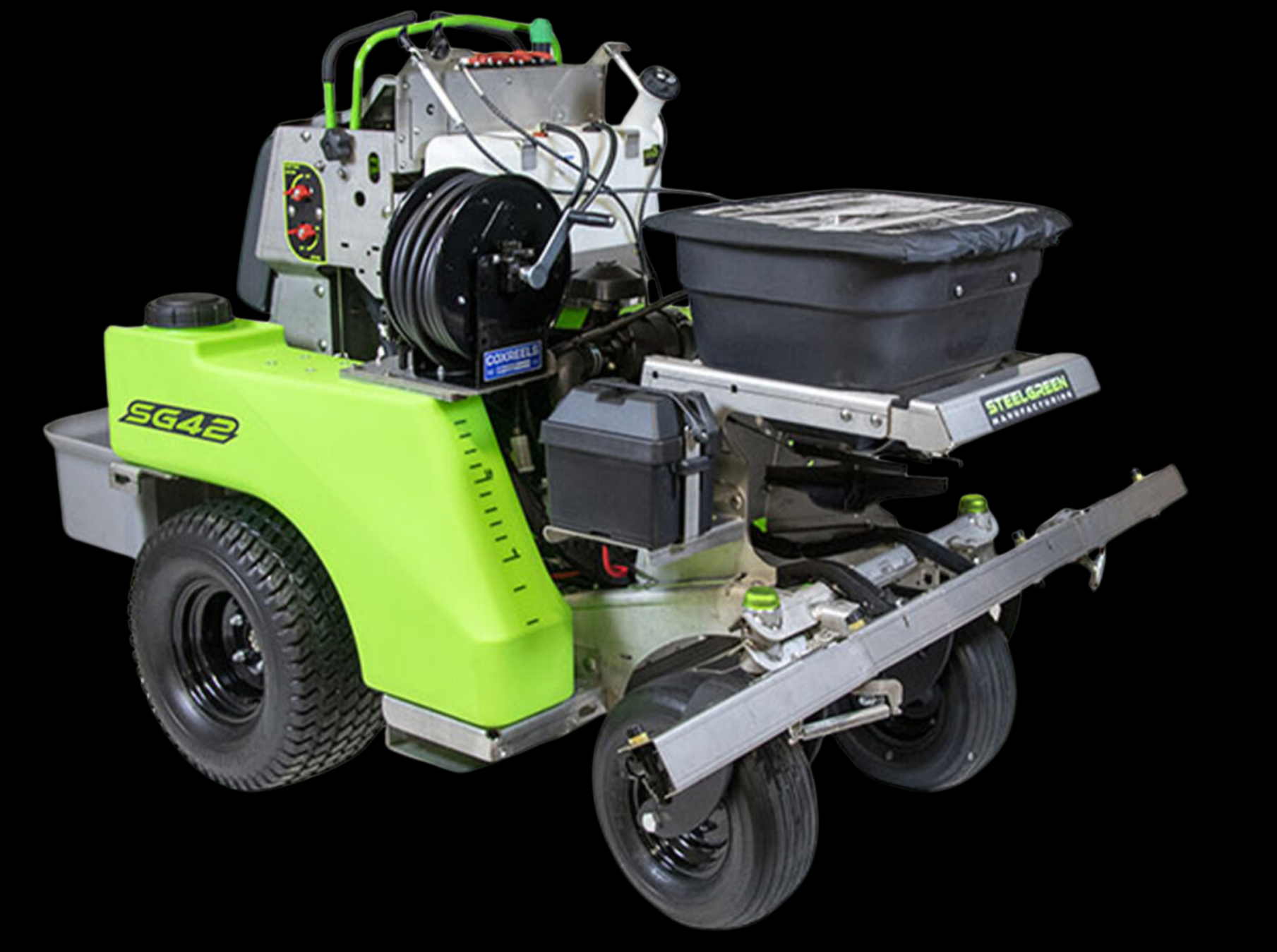 Our top-of-the-line Steel Green precision application ensures precision lawn spraying, weed control, and accurate fertilizer application every time.