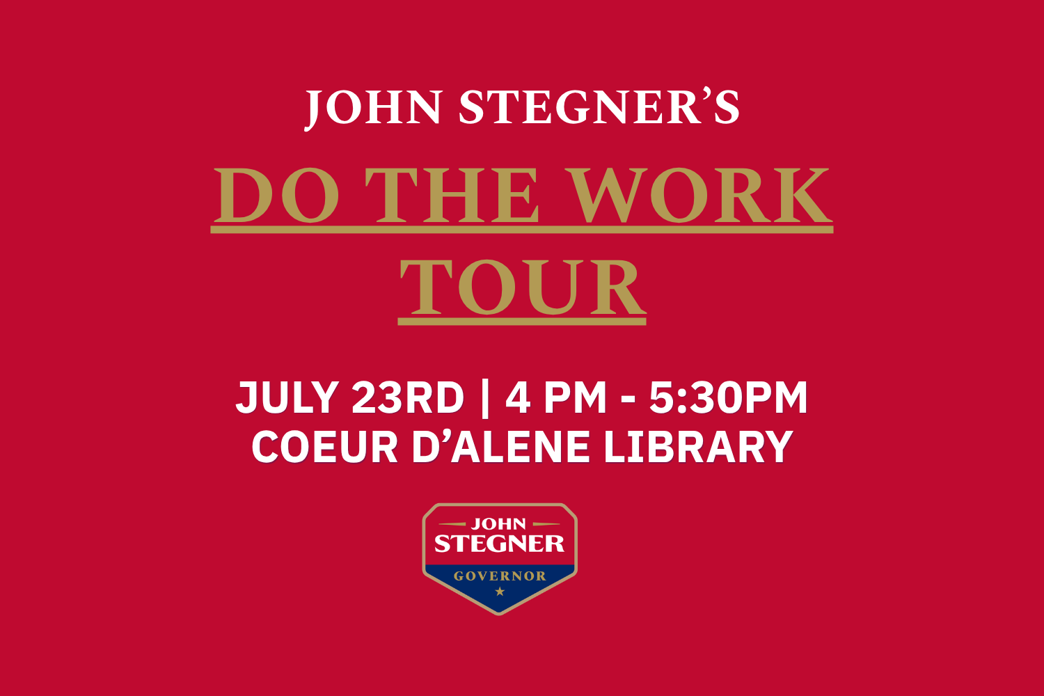 Join John in Coeur D’Alene