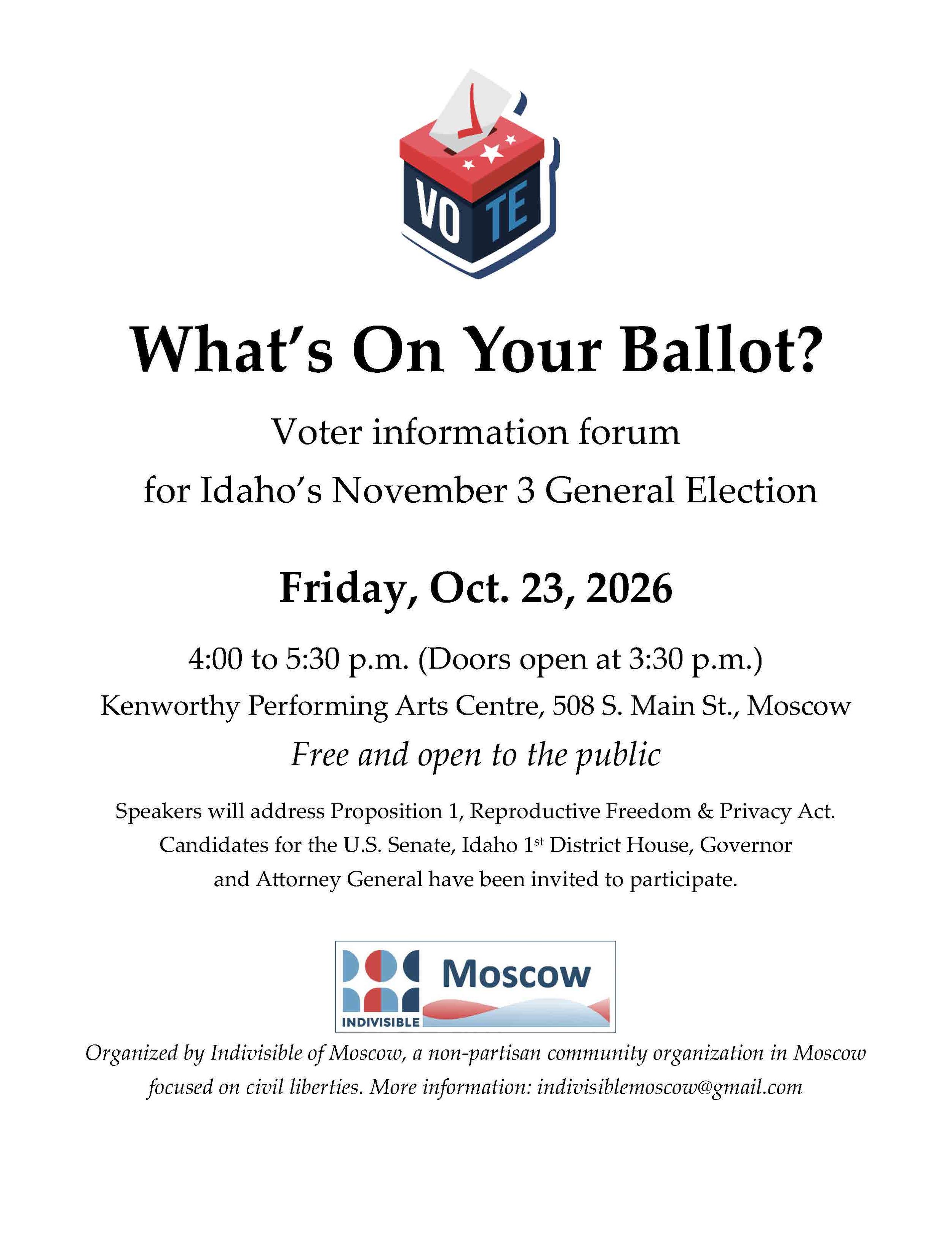 Moscow Idaho Forum 10/23/26