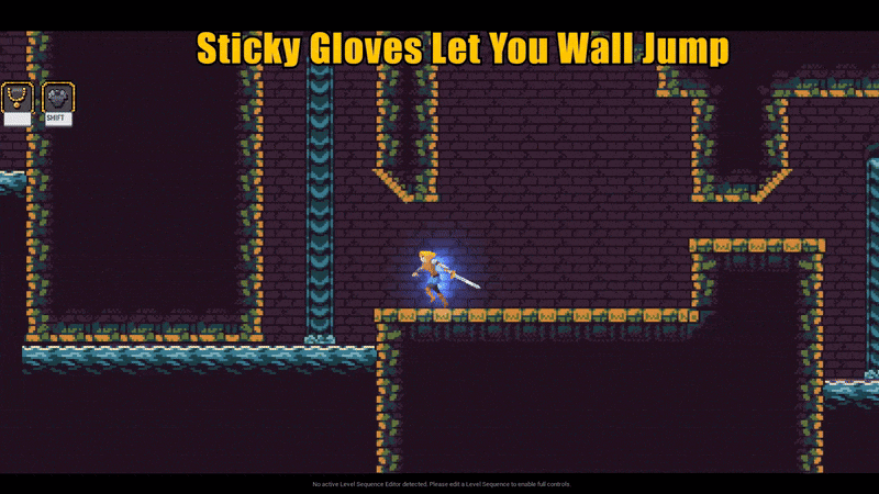 Item #4: Sticky Gloves. Allows you to cling to walls and jump from them, as well as slide down them slowly.