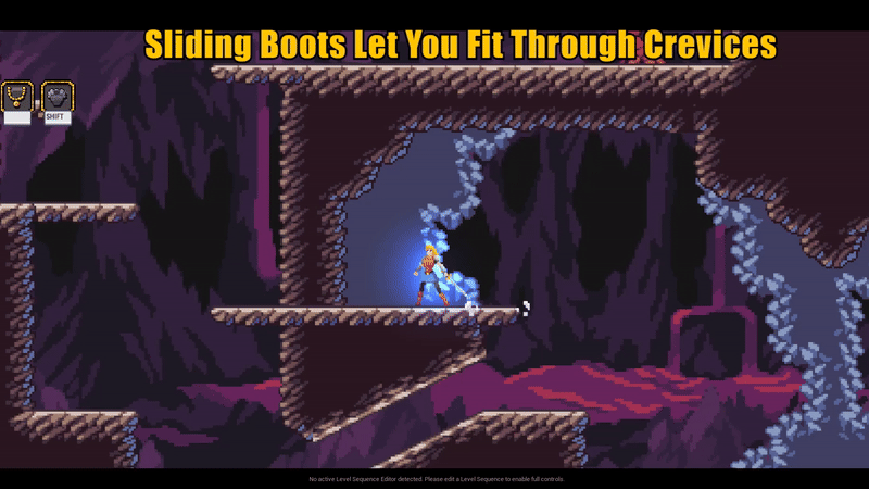 Item #3: Sliding Boots. Allows you to slide through small crevices, giving you a boost of ground movement.