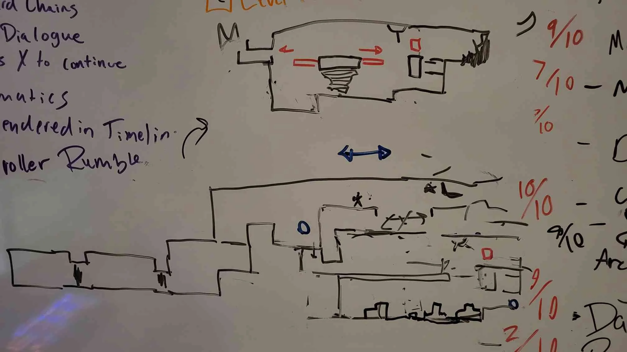 During our initial exploration phase we started sketching out 2D maps inspired by games like Hollow Knight and Blasphemous