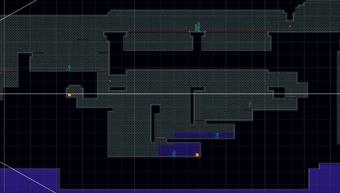 A tutorial section featuring a one way drop that requires a wall climb ability to get back up. The point was to pick it up at the end and make a sprint back.