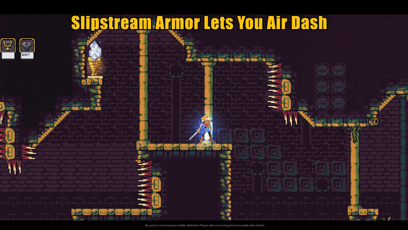 Item #6: Slipstream Armor. While in the air, you can press the Slide key to perform an air dash with a huge burst of speed! Be careful though, once used you can't do it again until you land.