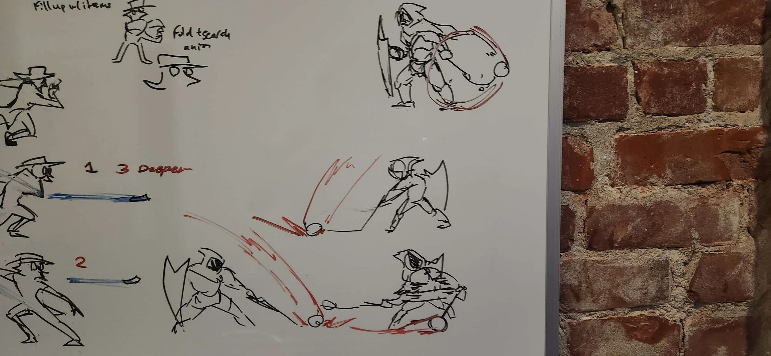 Animation frame sketches for our main enemy, Wardens