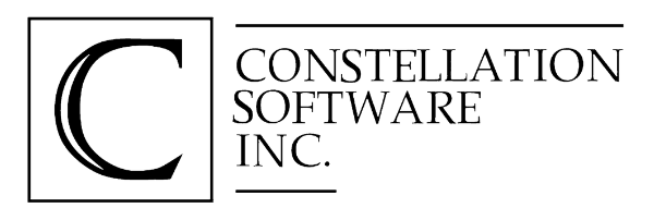 Logo of Constellation Software Inc., featuring a stylized 'C' with three curved lines and the company name in black text.