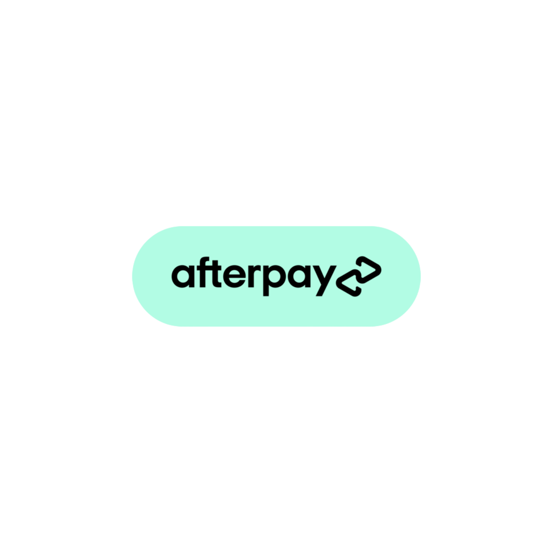 The image features the logo for Afterpay, a blue oval with the word 'afterpay' in bold lowercase letters and a stylized arrow pointing backward.