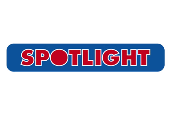 The word 'SPOTLIGHT' in bold red letters on a blue background.