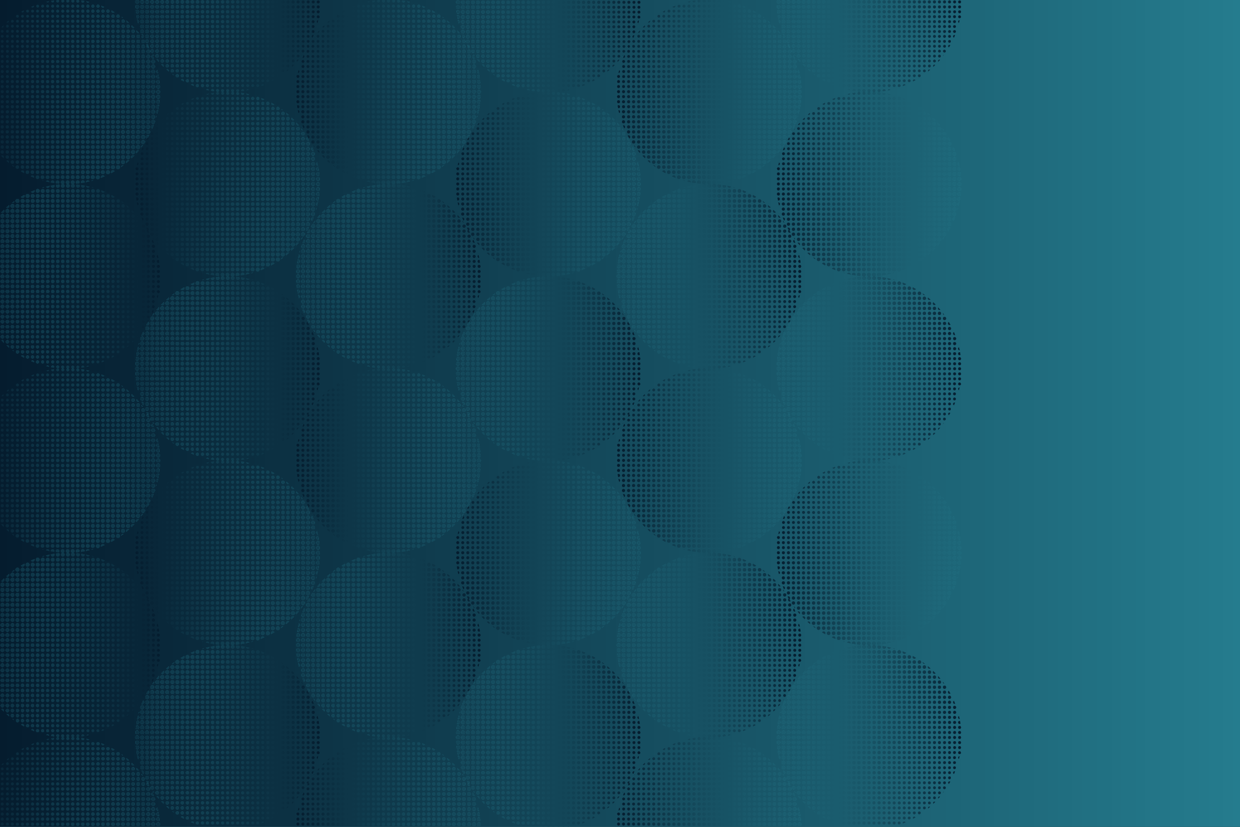 Abstract pattern of circles with dotted texture on a gradient background that transitions from dark to light teal.