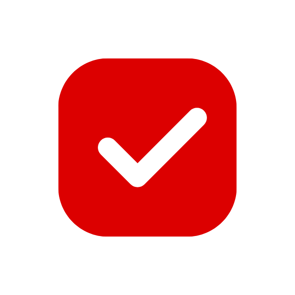 Red rounded square checkmark icon