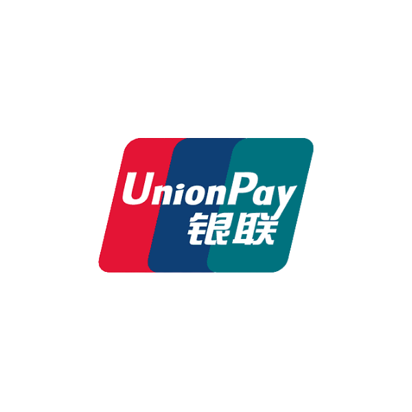 UnionPay logo with red, blue, and green stripes and Chinese characters.