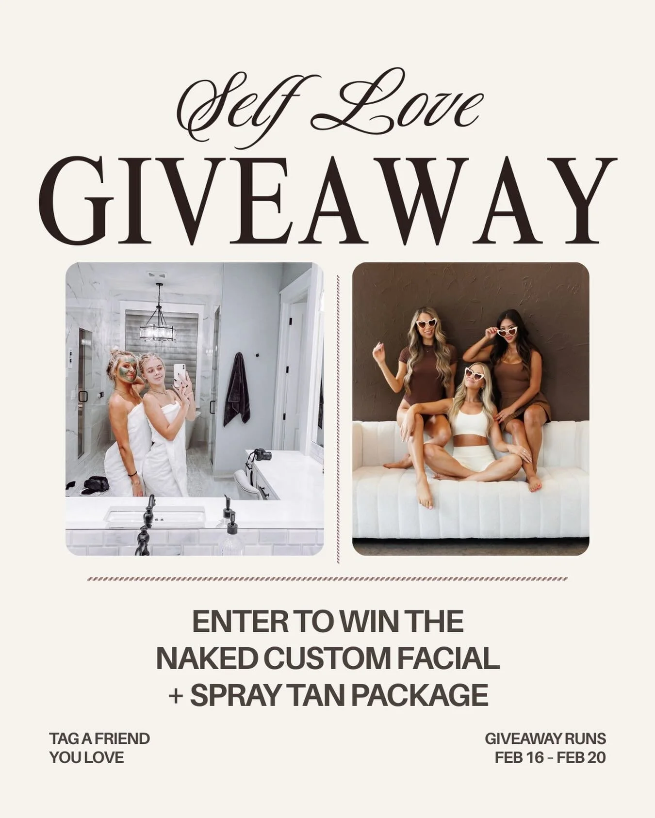 IT&rsquo;S GIVEAWAY TIME✨
Naked Skin is partnering with @thespraytanlounge for one luxury self care experience. 

Enter for your chance to win the ultimate glow up package:
&bull; The Naked Skin Custom Self Care Package | includes The Naked Custom Fa