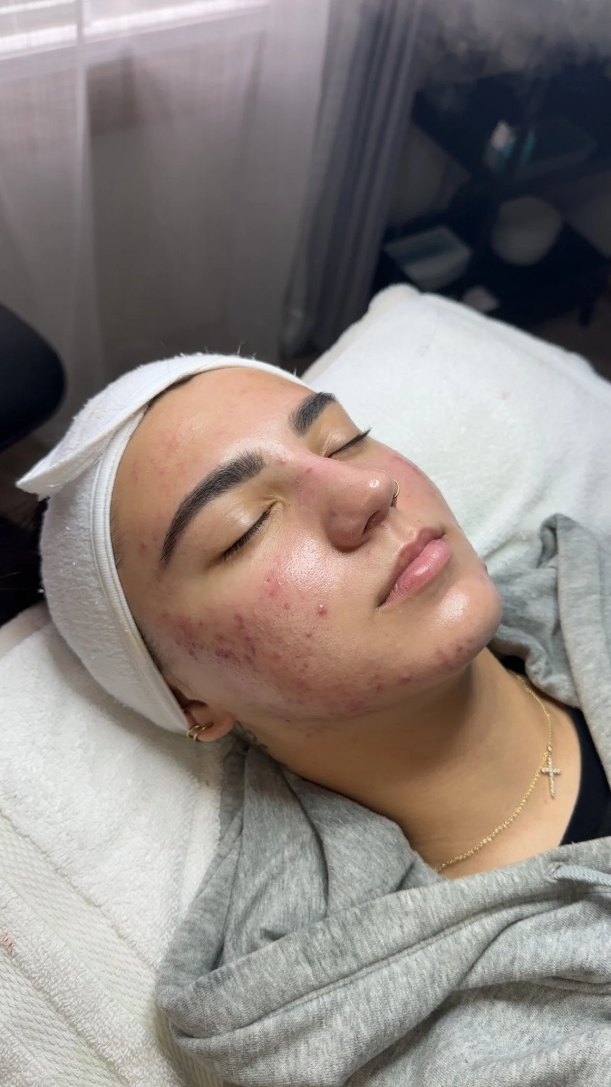 Brow lamination treatment creating smooth, lifted, and fuller-looking brows during a customized service at Naked Skin in Vancouver, Washington.